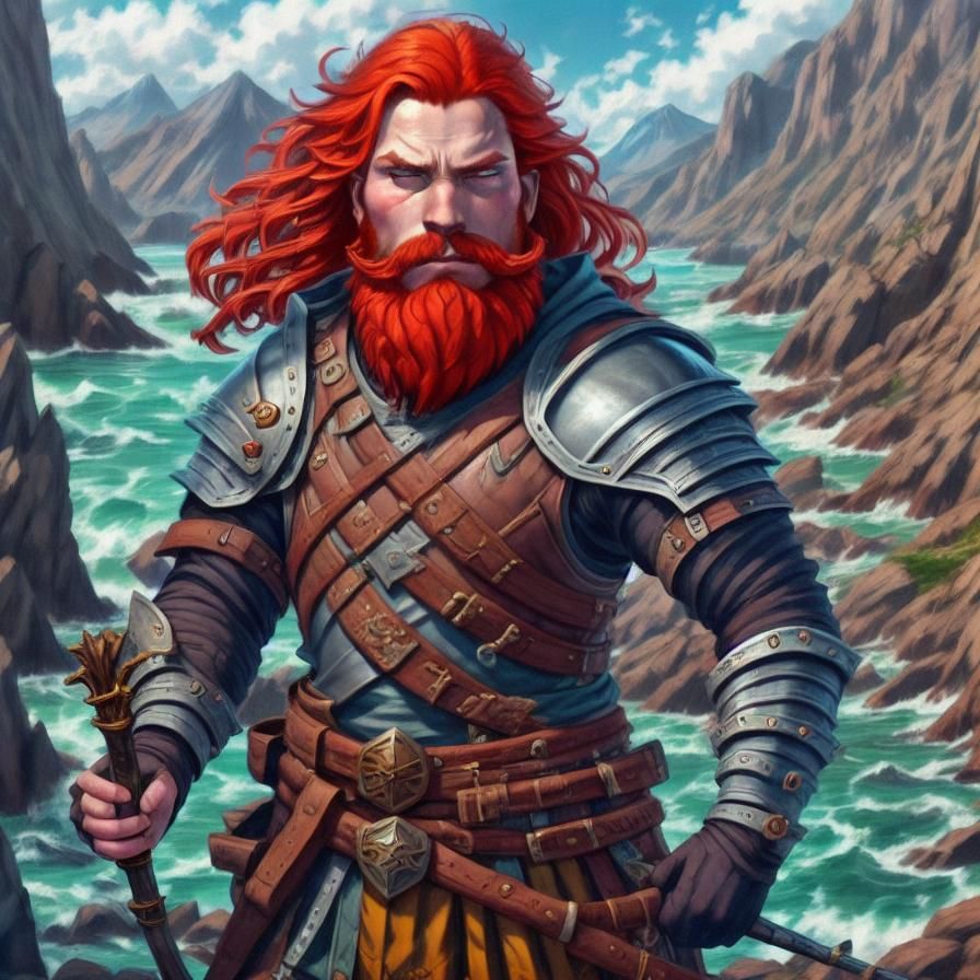 Scarred Redhead Pirate Fighter with Quarterstaff