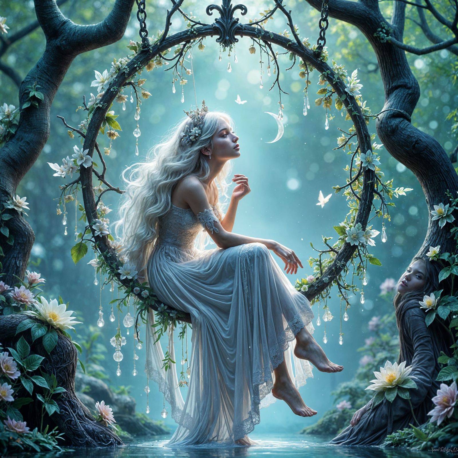 Melancholic Fae Queen in Glowing Grove