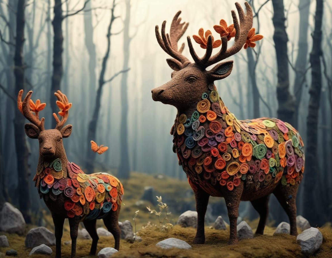 Colorful 3D Felt Sculpture Art