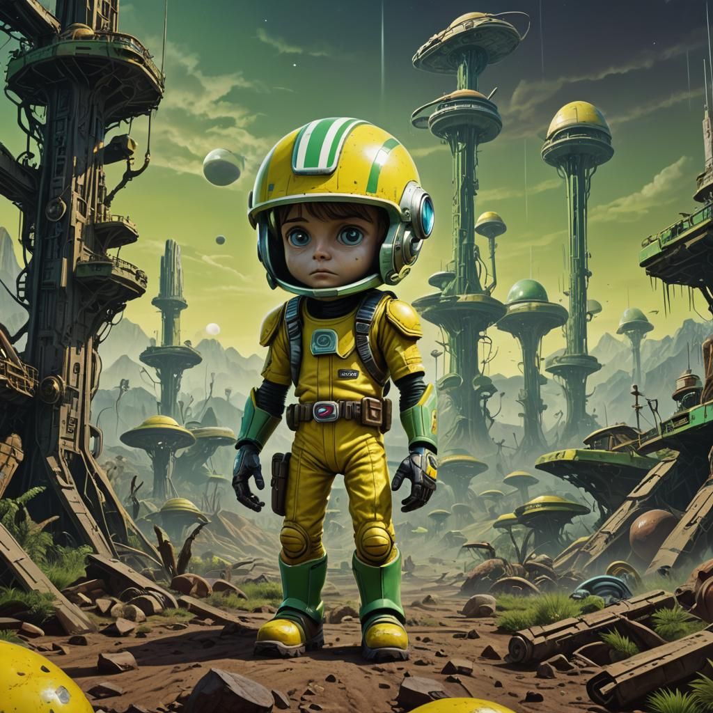 Commander Keen in Digital Matte Painting Style