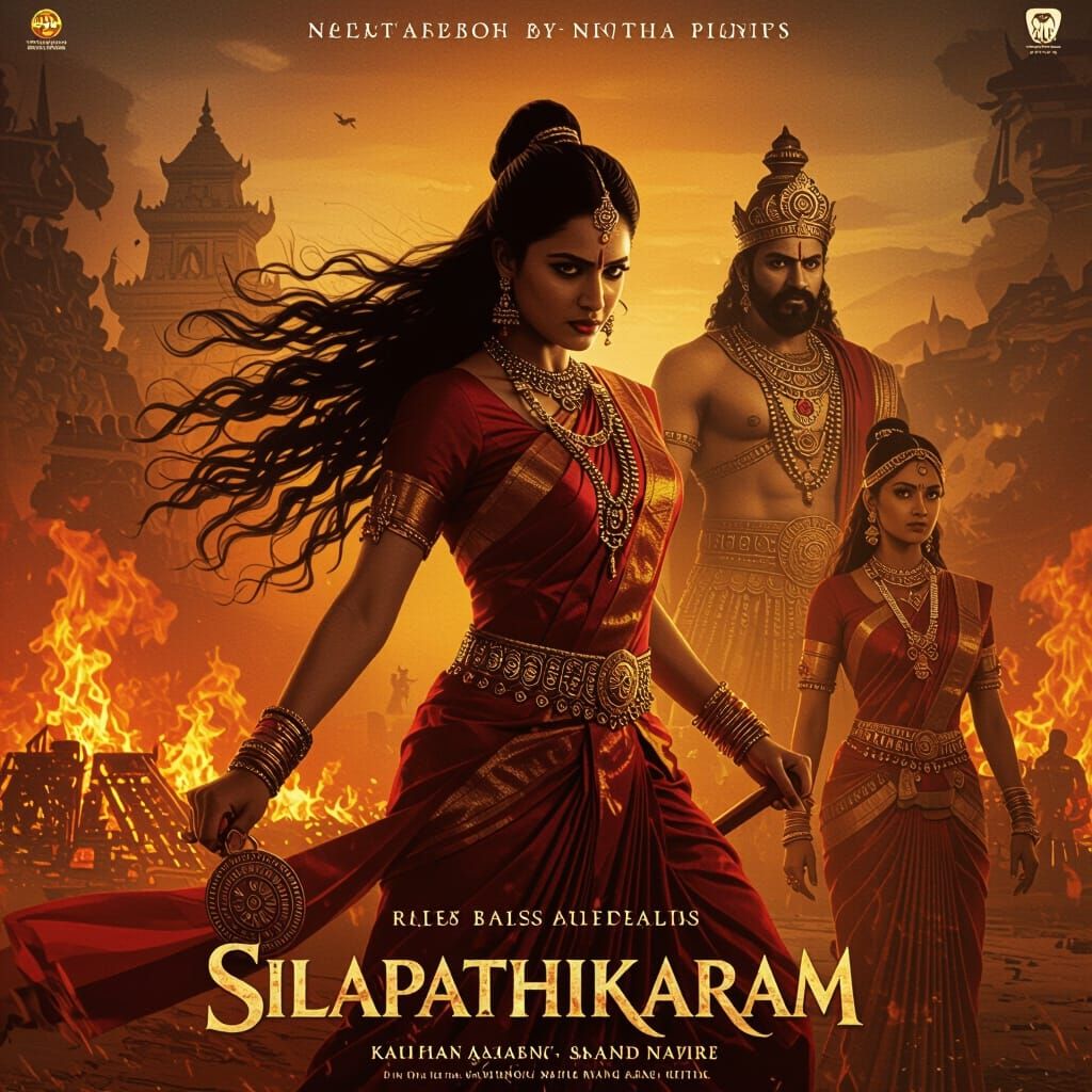 Silapathikaram Movie Poster: Kannagi's Fury Over Burning Mad...