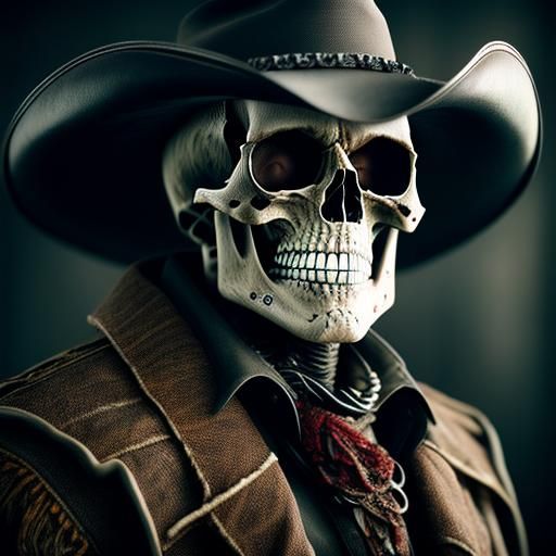 Photorealistic Undead Cowboy Portrait with Blood Splatters