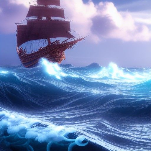Giant Wave Capsizes Pirate Ship: Anime Style