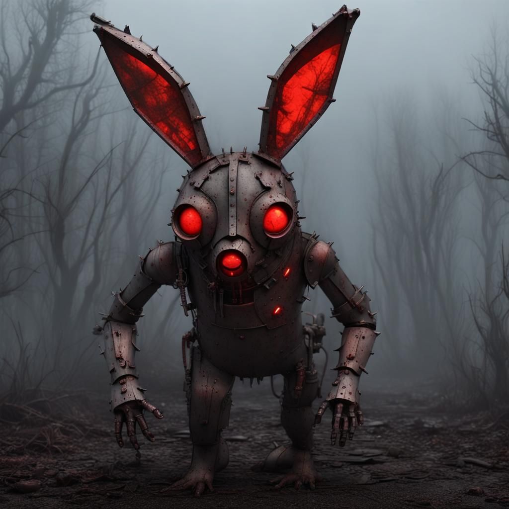 Wasteland Horror: Scrap Metal Cybernetic Rabbit