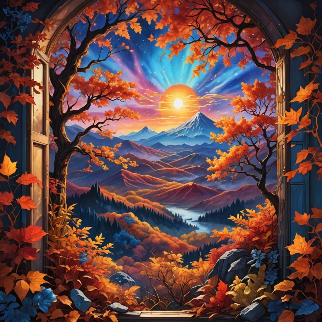 Holographic Autumn Window View in Joe Versus the Volcano Sty...