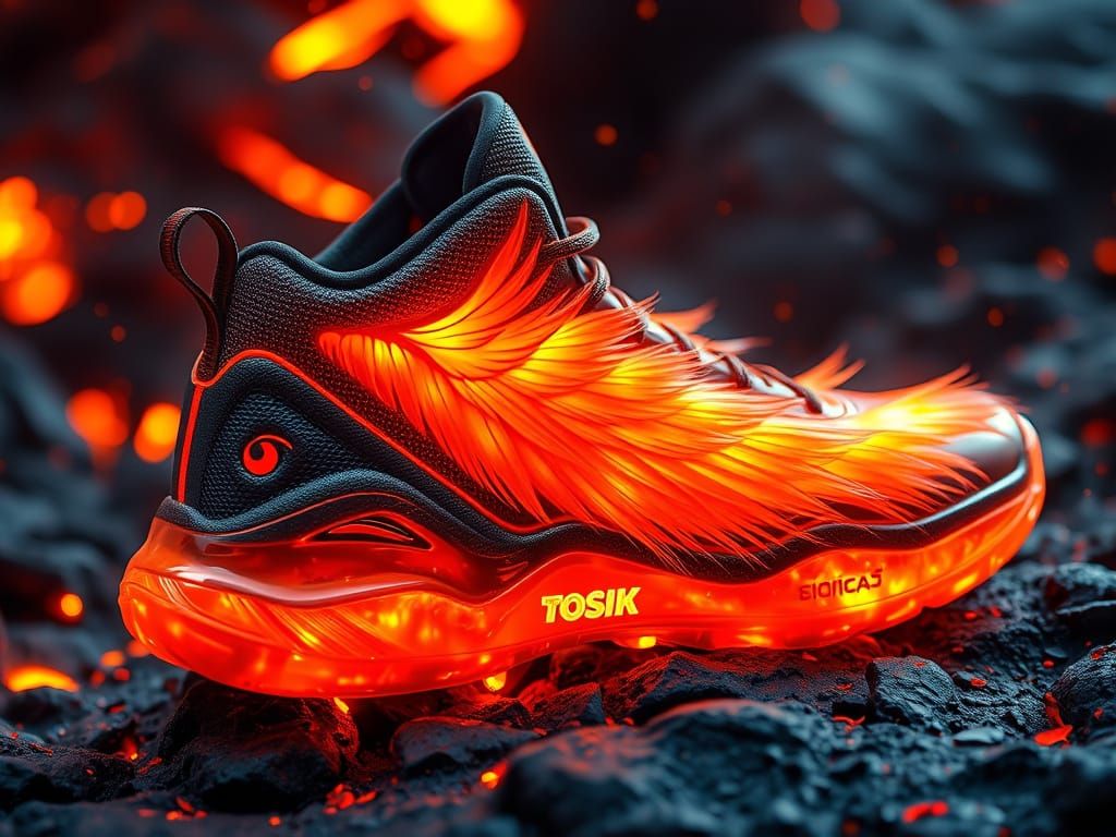 Futuristic Self-Repairing Basketball Shoes in Volcanic Forge