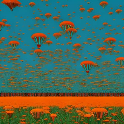 Pop Art Meadow in Geometric Bauhaus Style