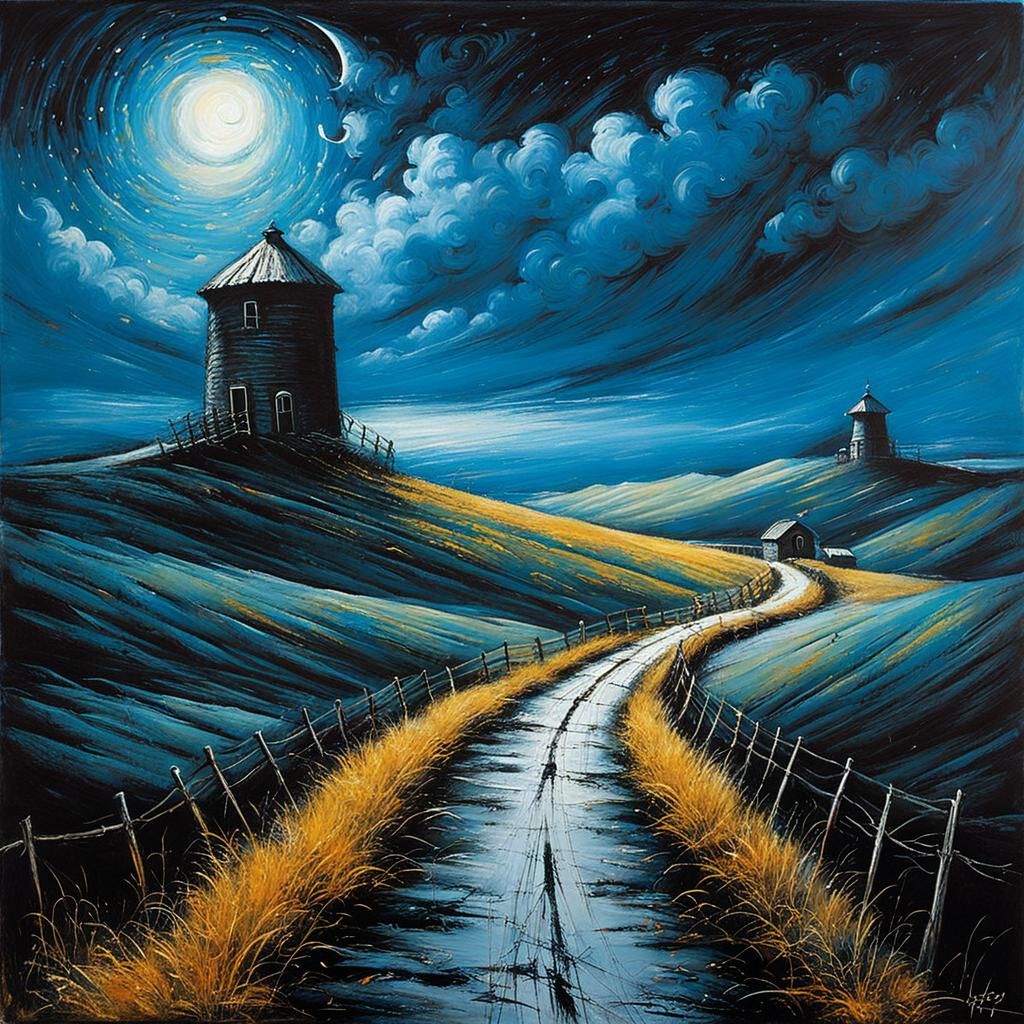 Twilight Road to Infinity: Impasto Expressionism