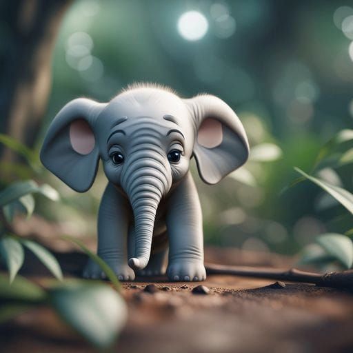 Lost Baby Elephant in the Jungle