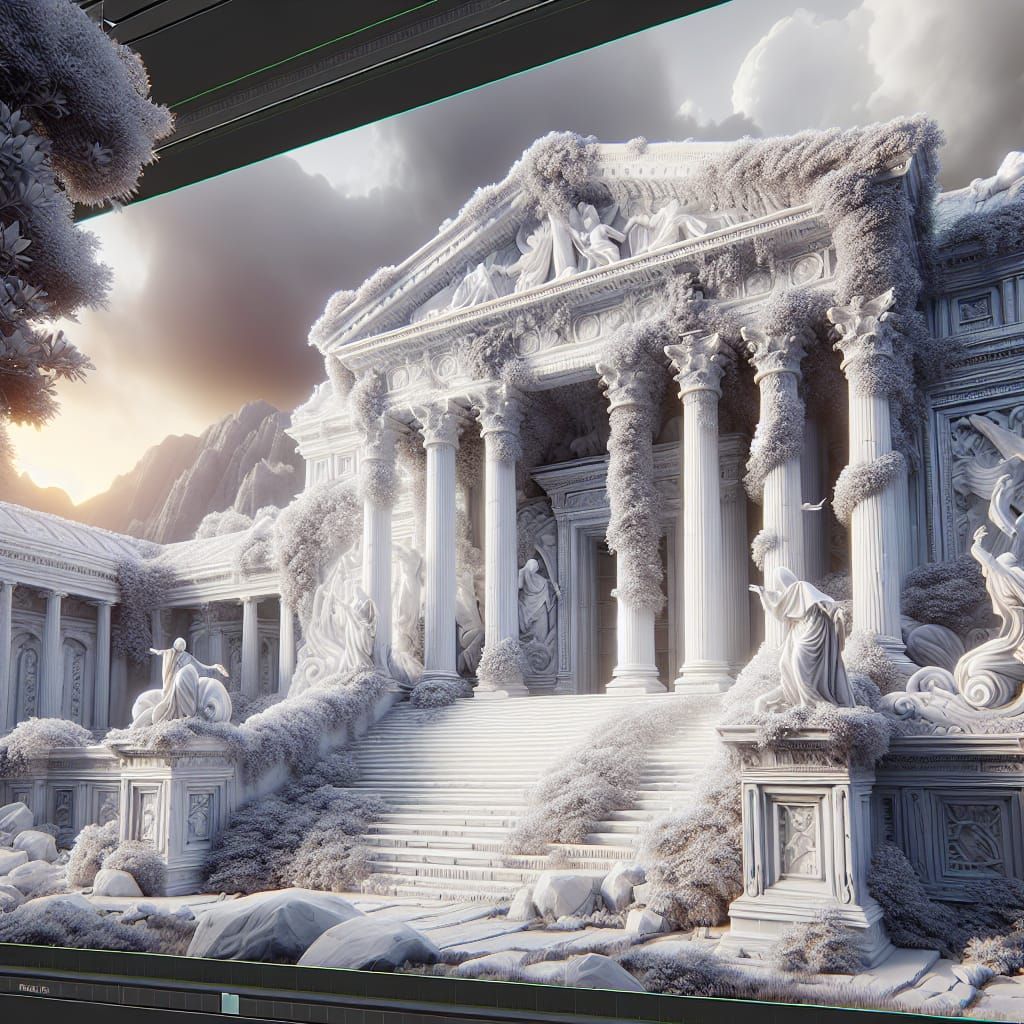 White Marble Roman House in Fantasy Concept Art Style