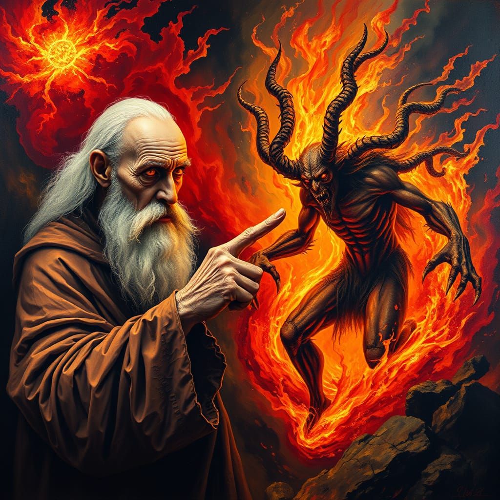 Fiery Judgement: Sage Confronts Satan in Inferno