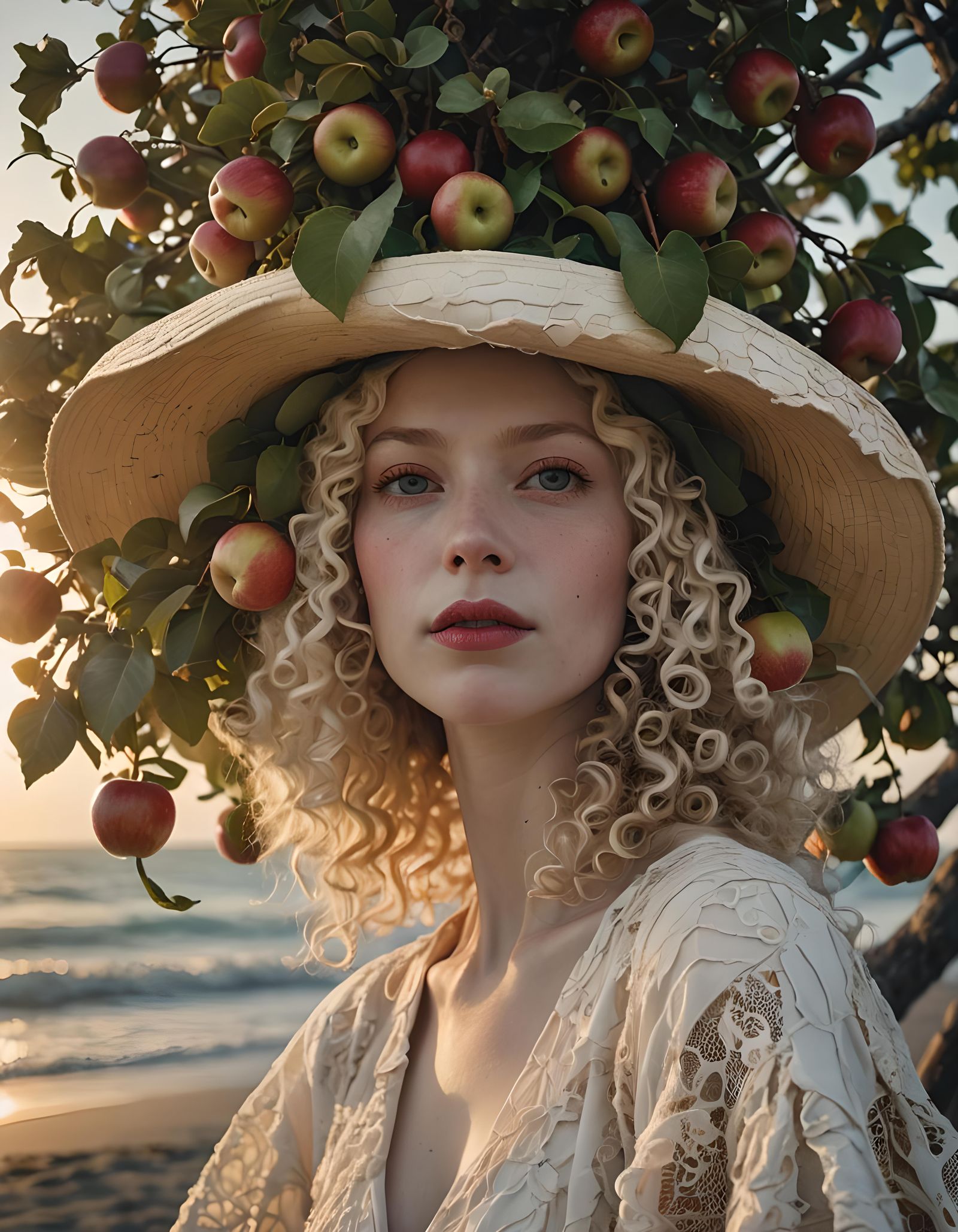 Apple Tree Hat Portrait at Sunset