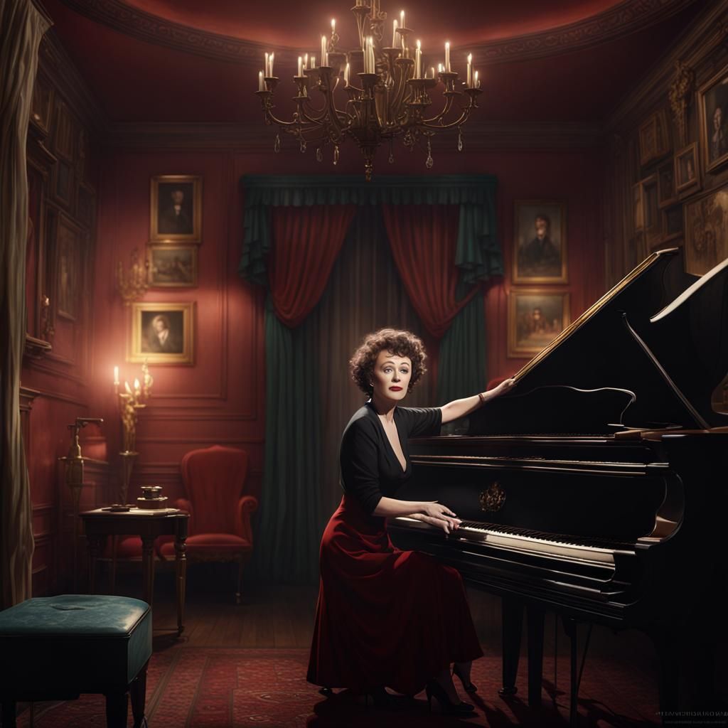 Edith Piaf Sings: Nightclub Performance, Detailed Matte Pain...