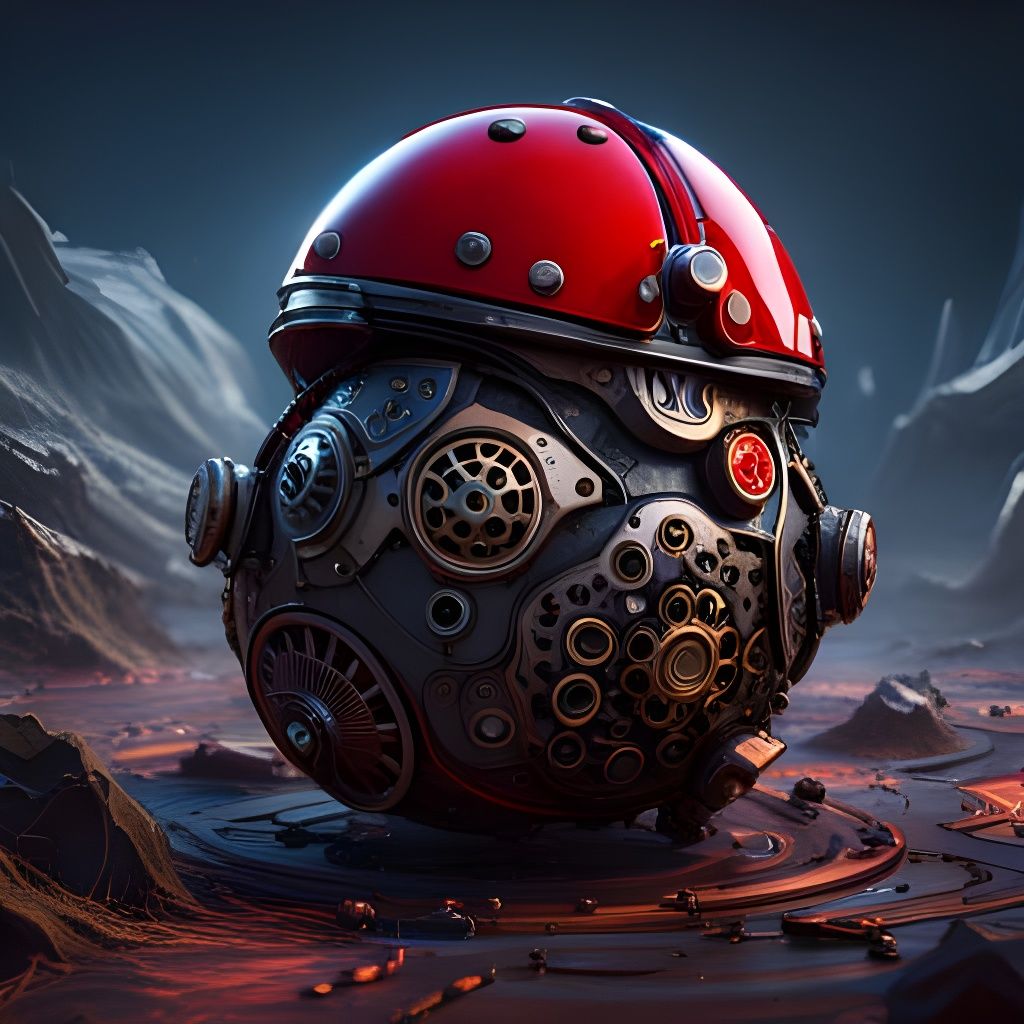 Mechanical Voidpunk Ladybug with Filigree Metal Design