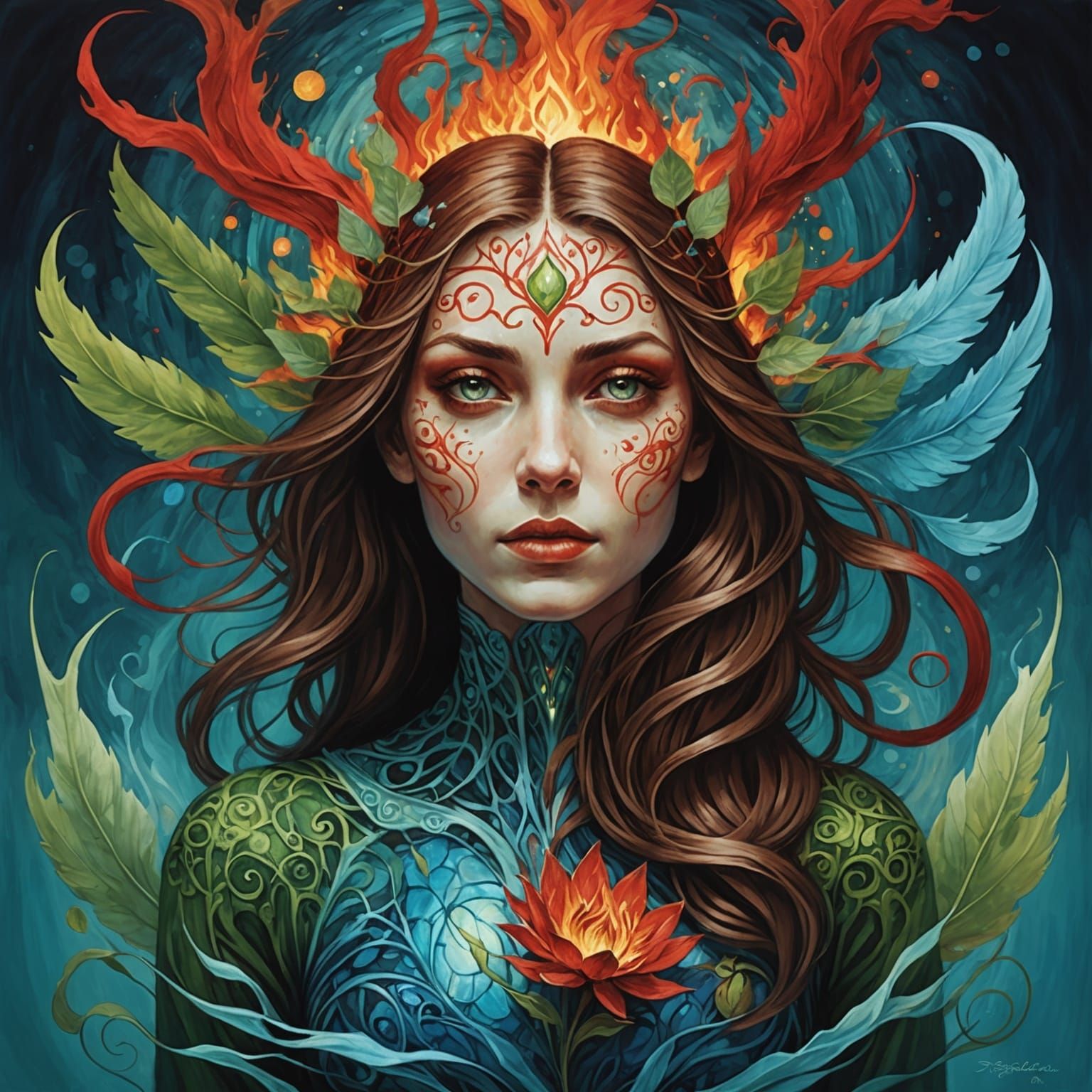 Vibrant Elementals in a Hyperrealistic Style