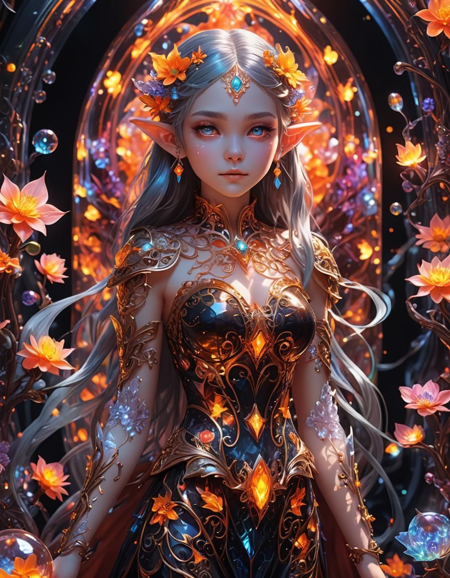 Glowing Crystal Elf in Lava Lamp