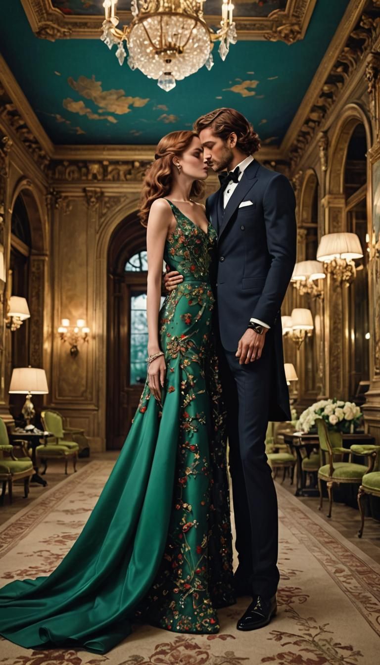 Romantic Couple in Palace, Fantasy Book Cover Art