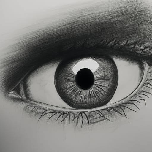 Hyperdetailed Charcoal Drawing of an Eye