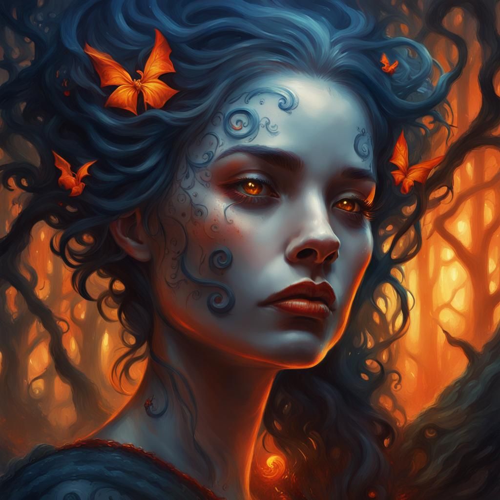 Female Vampire Portrait in Dark Fantasy Style