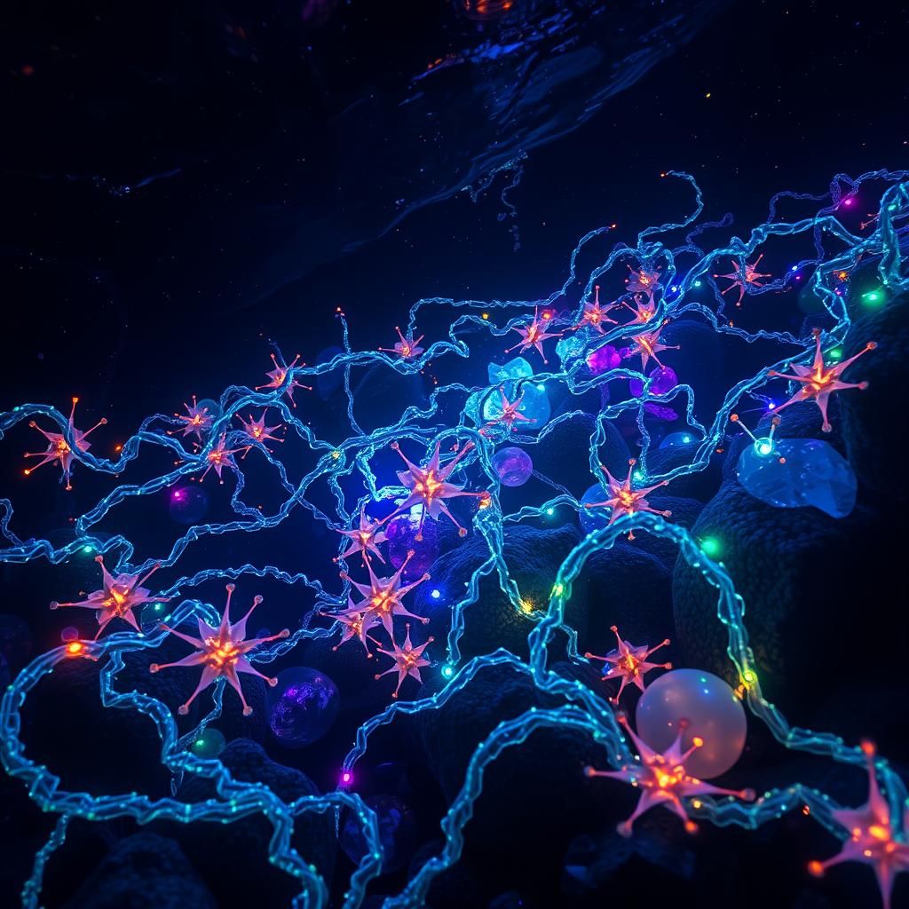 Bioluminescent Mycelium Network Illuminates Ocean Floor