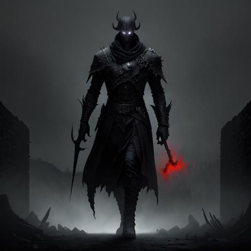 Eerie Demon Lurking in Shadows: Dark Fantasy Art