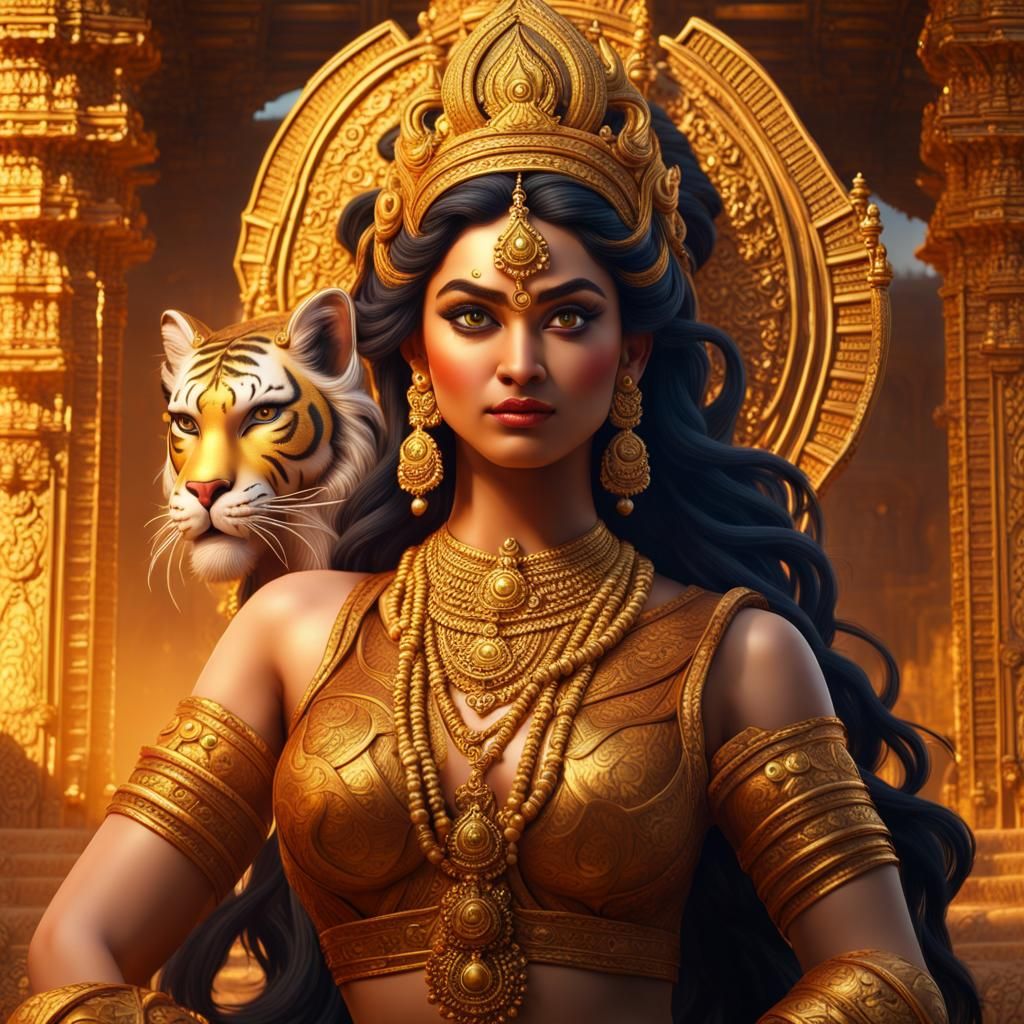 Goddess Durga with Tiger in Golden Temple