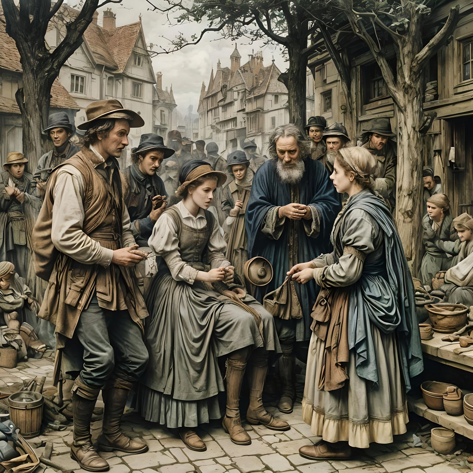 Hyper-Detailed Scene Inspired by Classic Illustrators