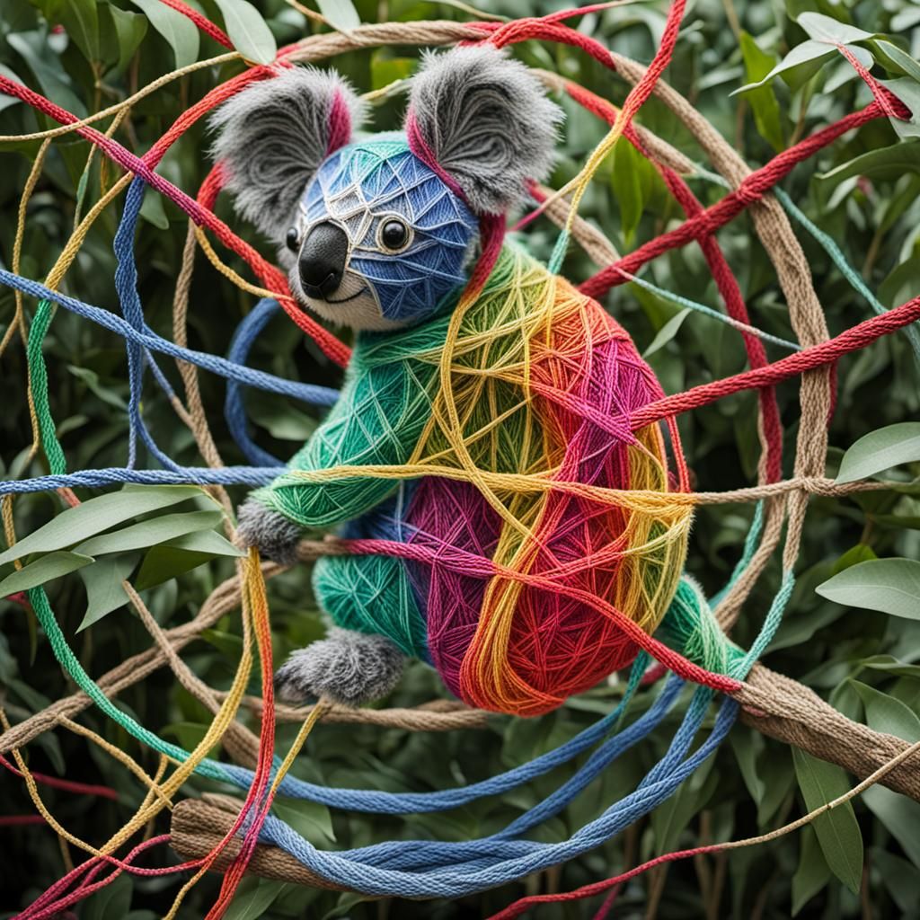 Colorful String Koala Bear Art