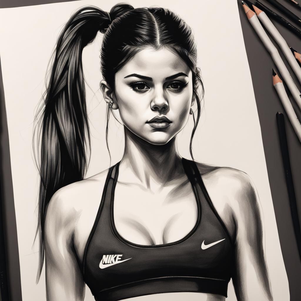 Hyperdetailed Pencil Sketch of Selena Gomez