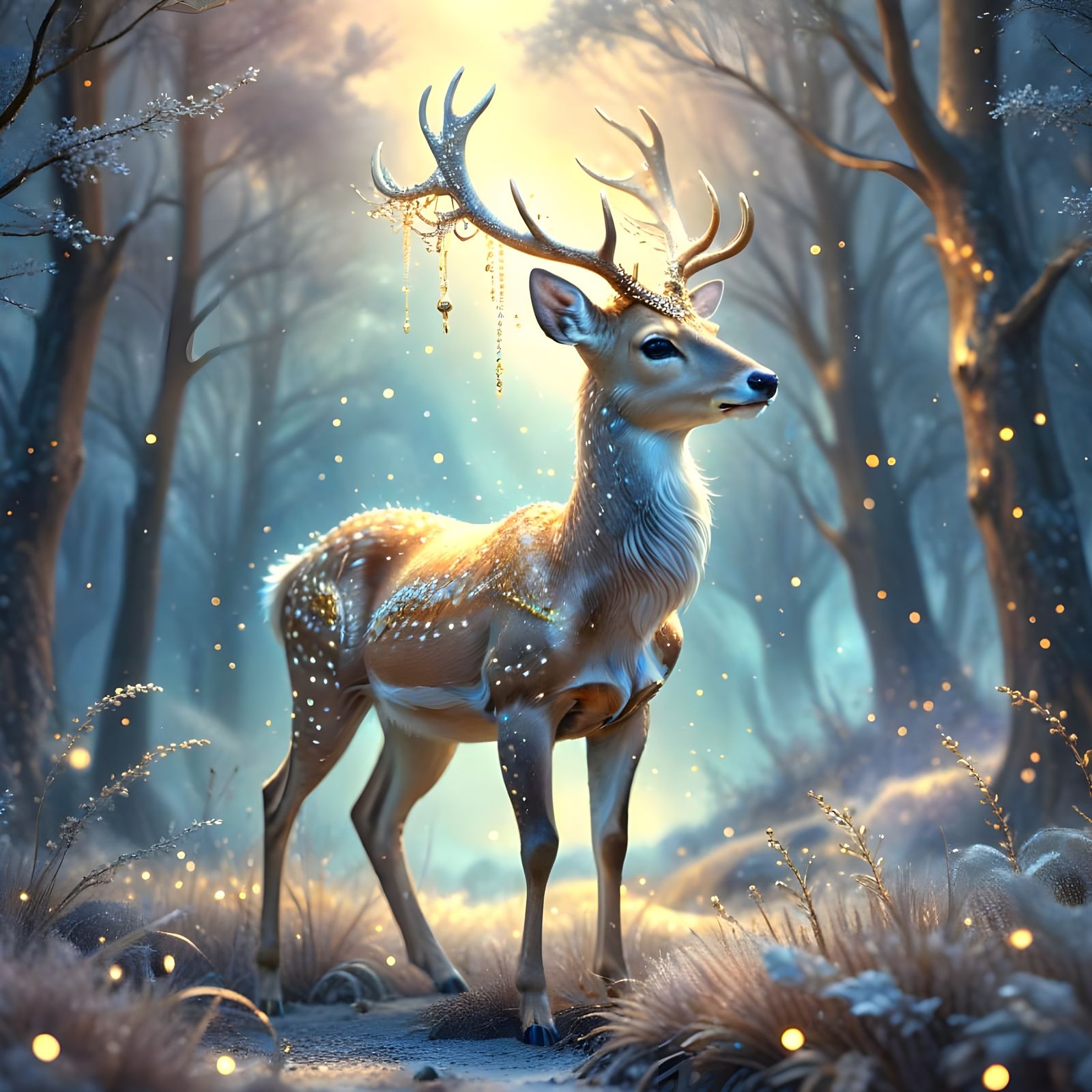 Deer in a winter forest