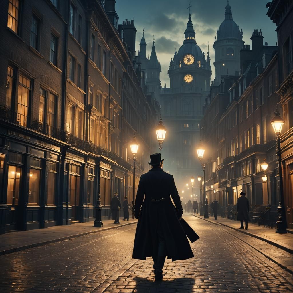 Gaslit Gothic Street in Regency London