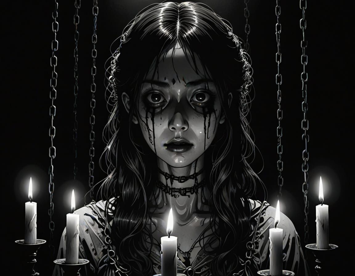 Macabre Maiden in Twisted Digital Art