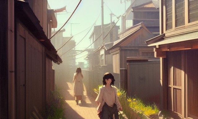 Japanese Alley in Anime Style Illustration