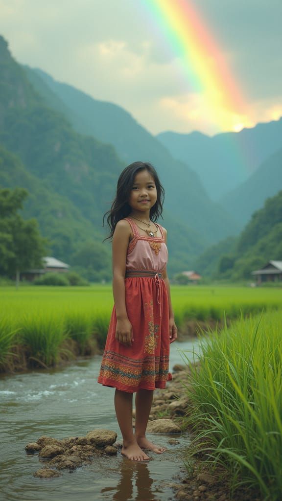 Filipina Girl in Baro't Saya by River, Hyperrealistic