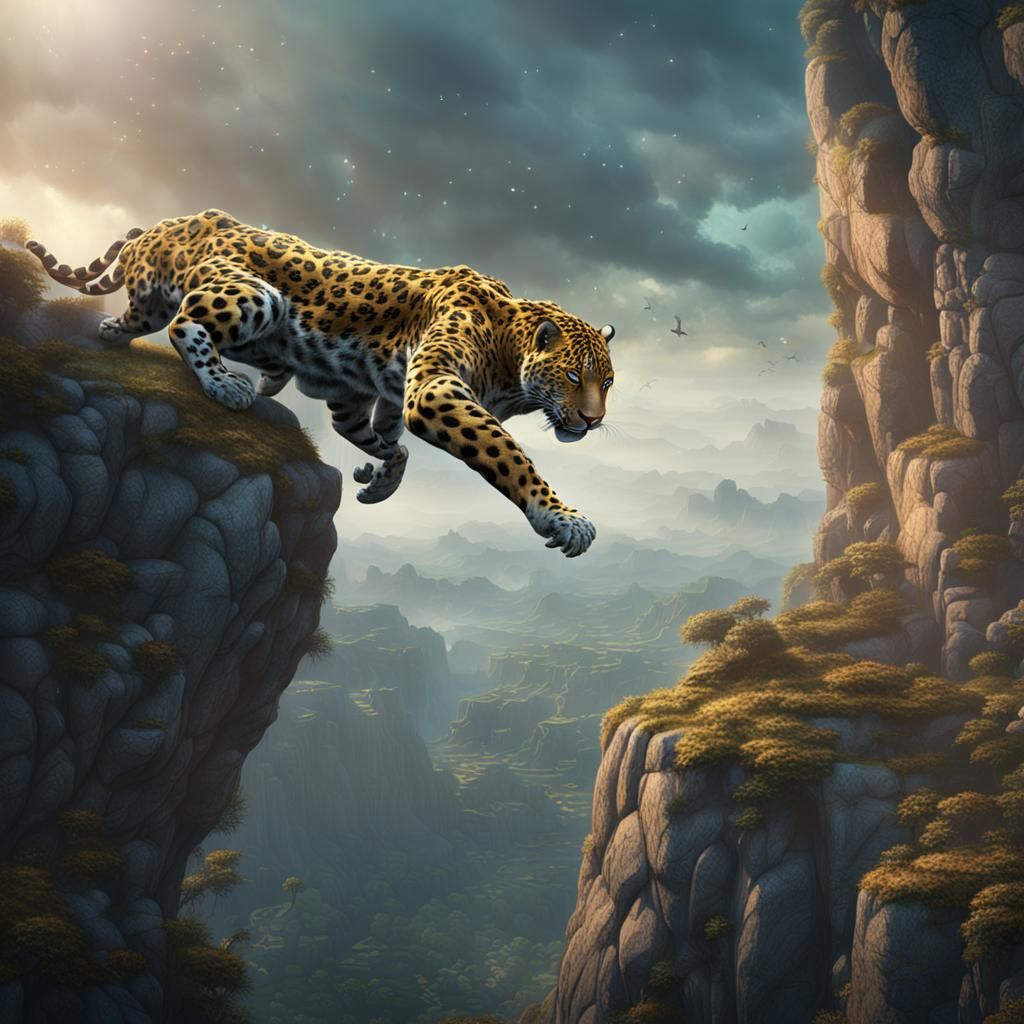 Jaguar's Perilous Leap: Fantasy Concept Art