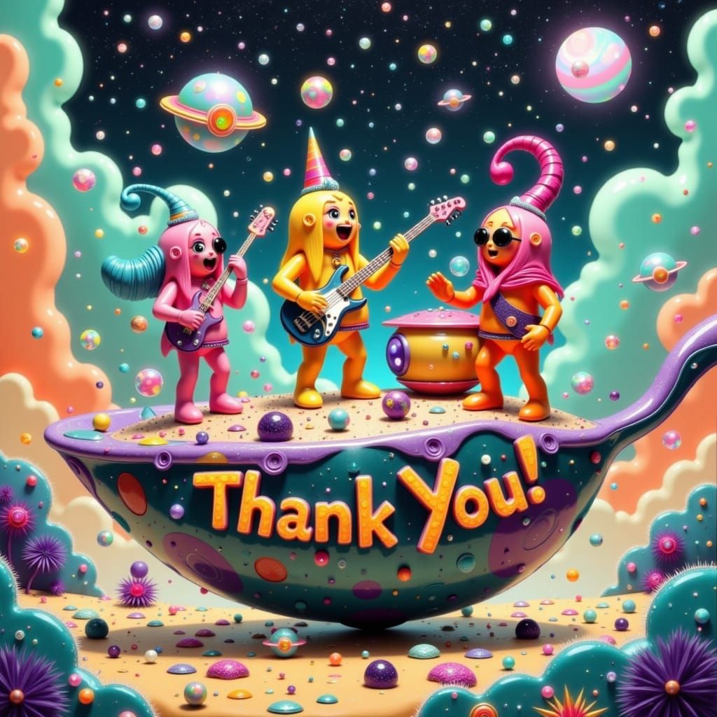 Psychedelic Jellybean People on a Spoon, 3D Render