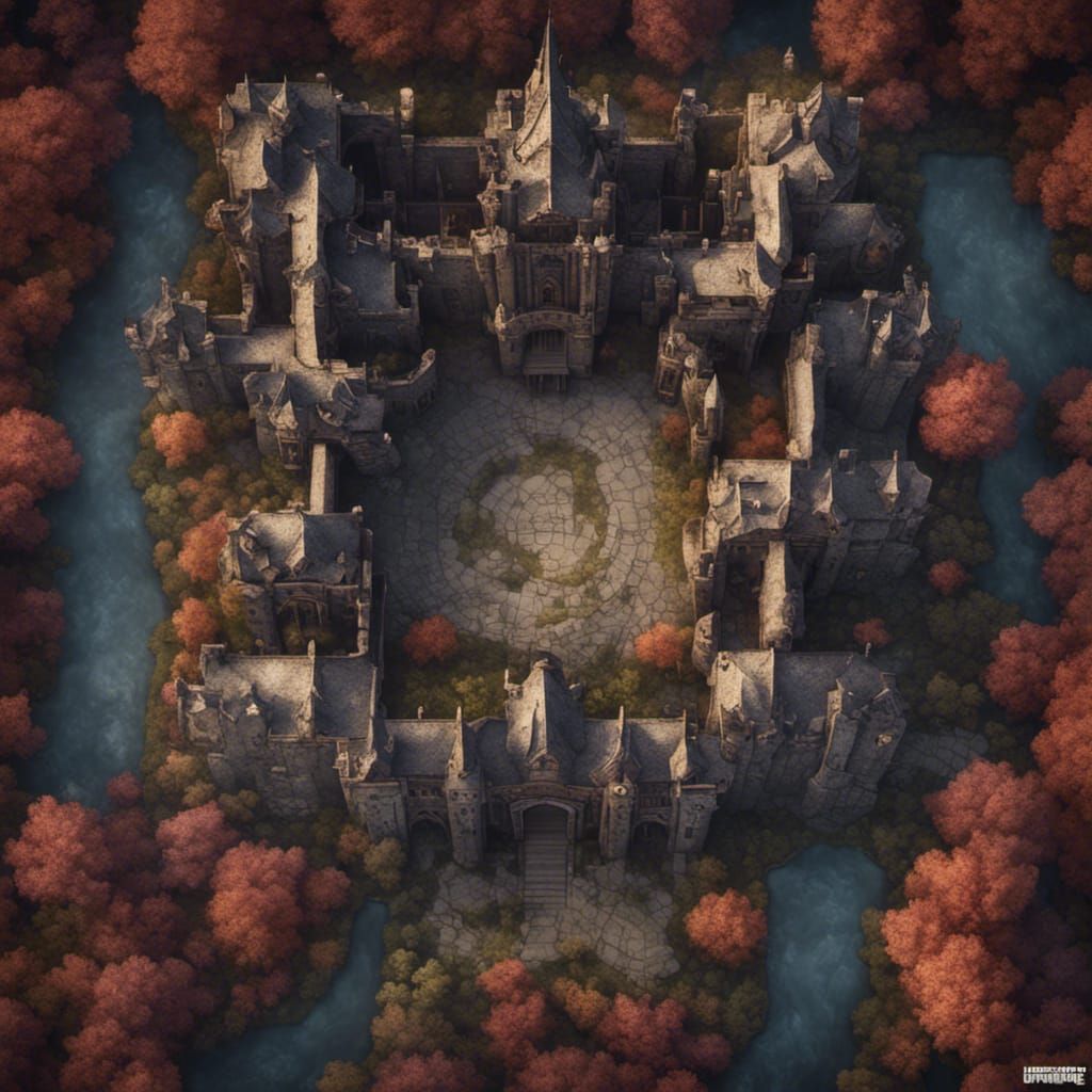Sprawling Demonic Castle Dungeon Battlemap