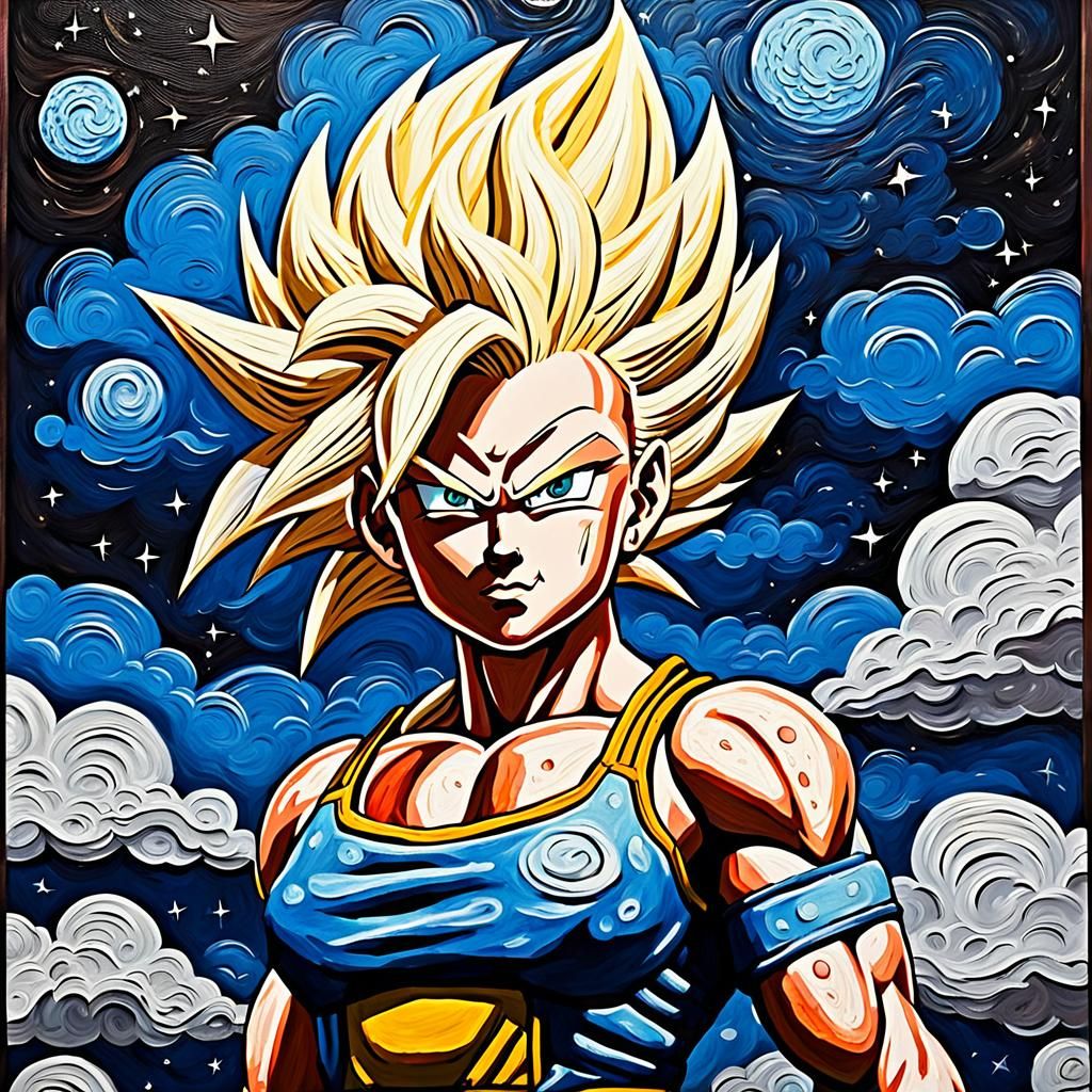 Powerful Woman in Saiyan Armor: Impasto Painting