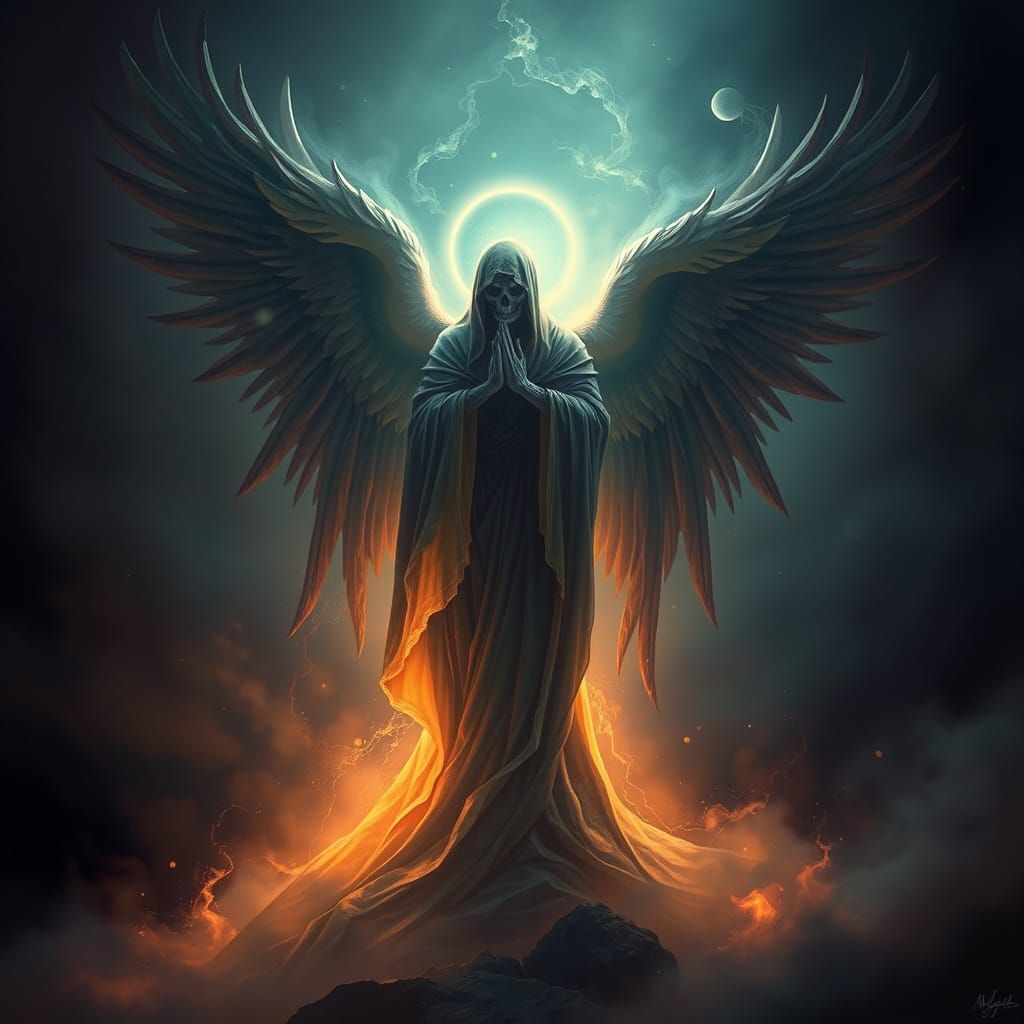 Angel of Death in a Dreamlike Landscape