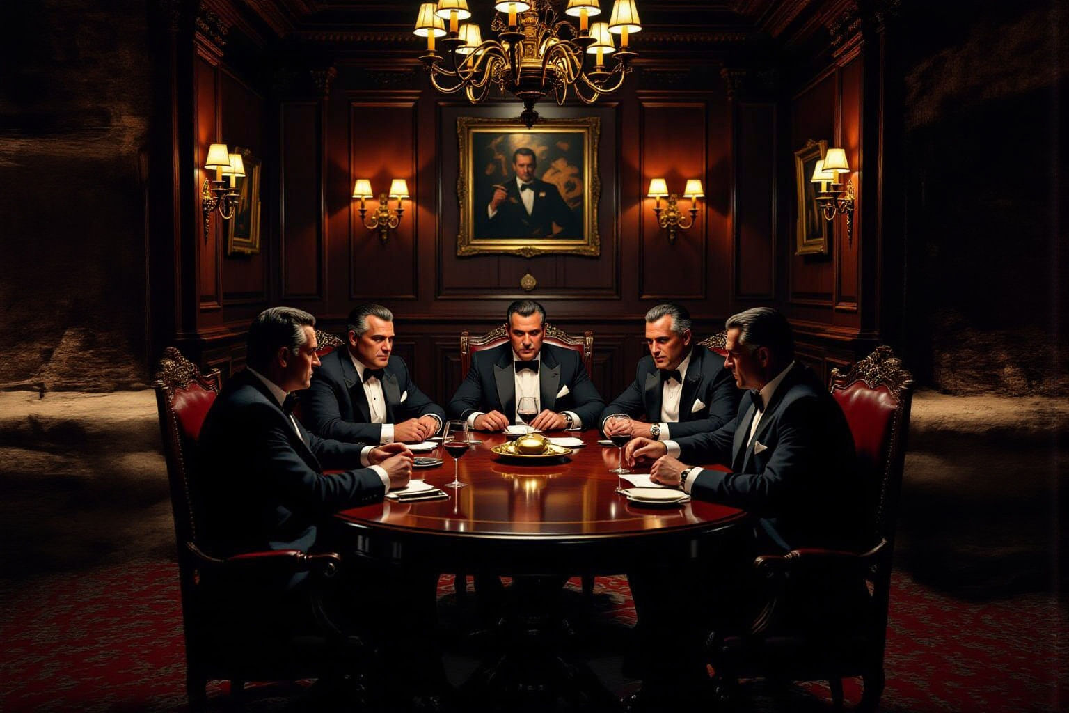 Mafia Bosses in Dramatic Chiaroscuro Style