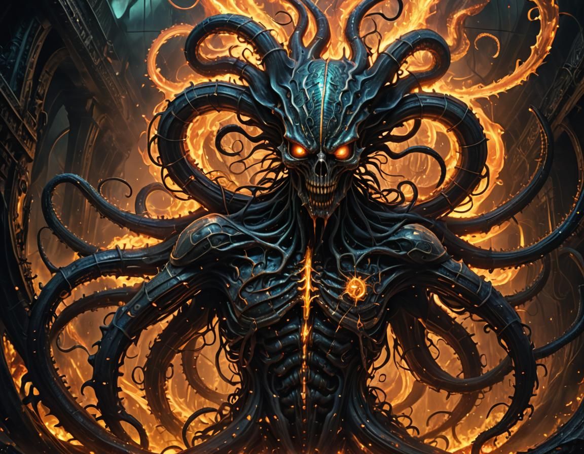 Daemonic Entity Writhing in Warp Flames