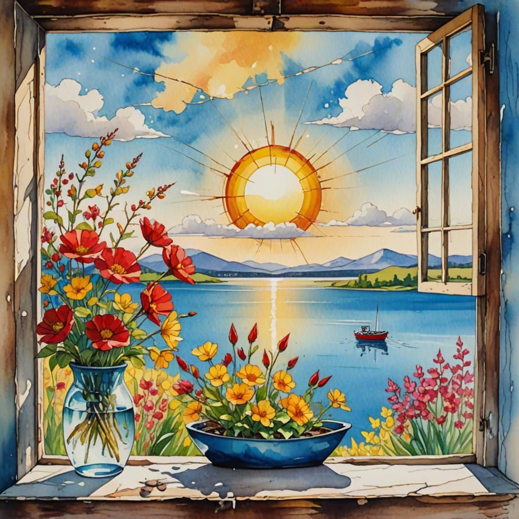 Vibrant Spring Day in Watercolor