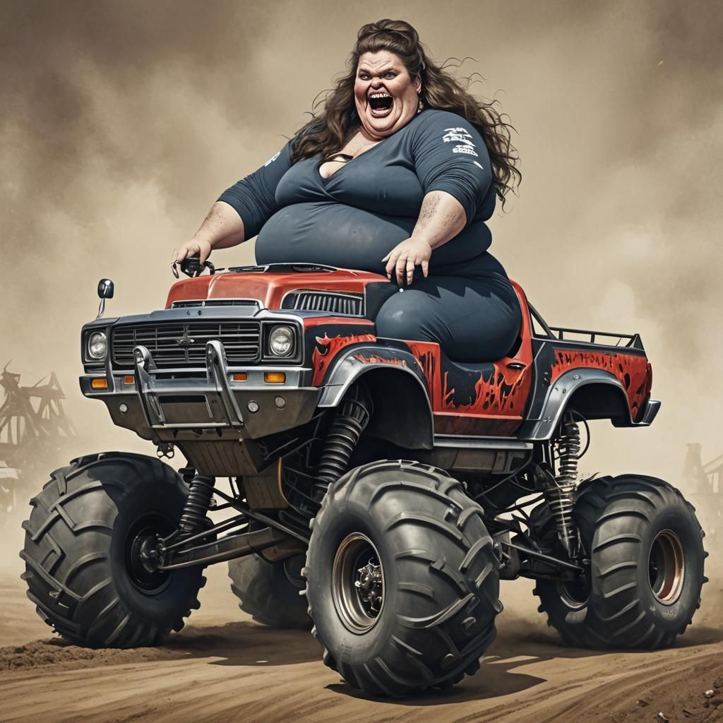 Humorous Image: Woman as Monster Truck