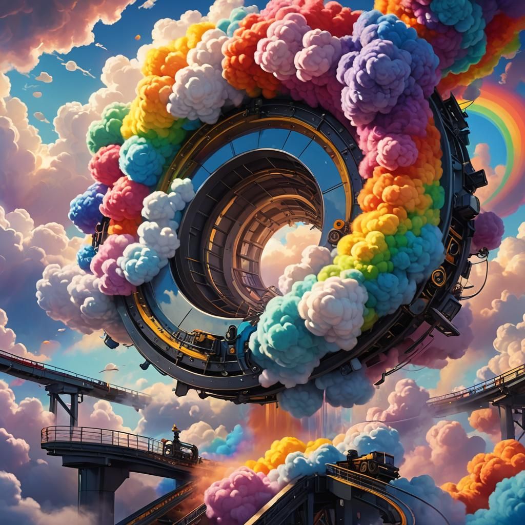 Rainbow Fur Factory: Pixar-Style Concept Art