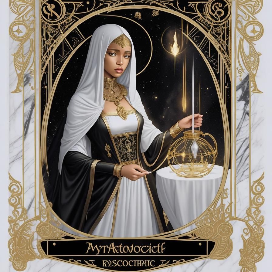 Tarot Card: Black Female Alchemist in Gold