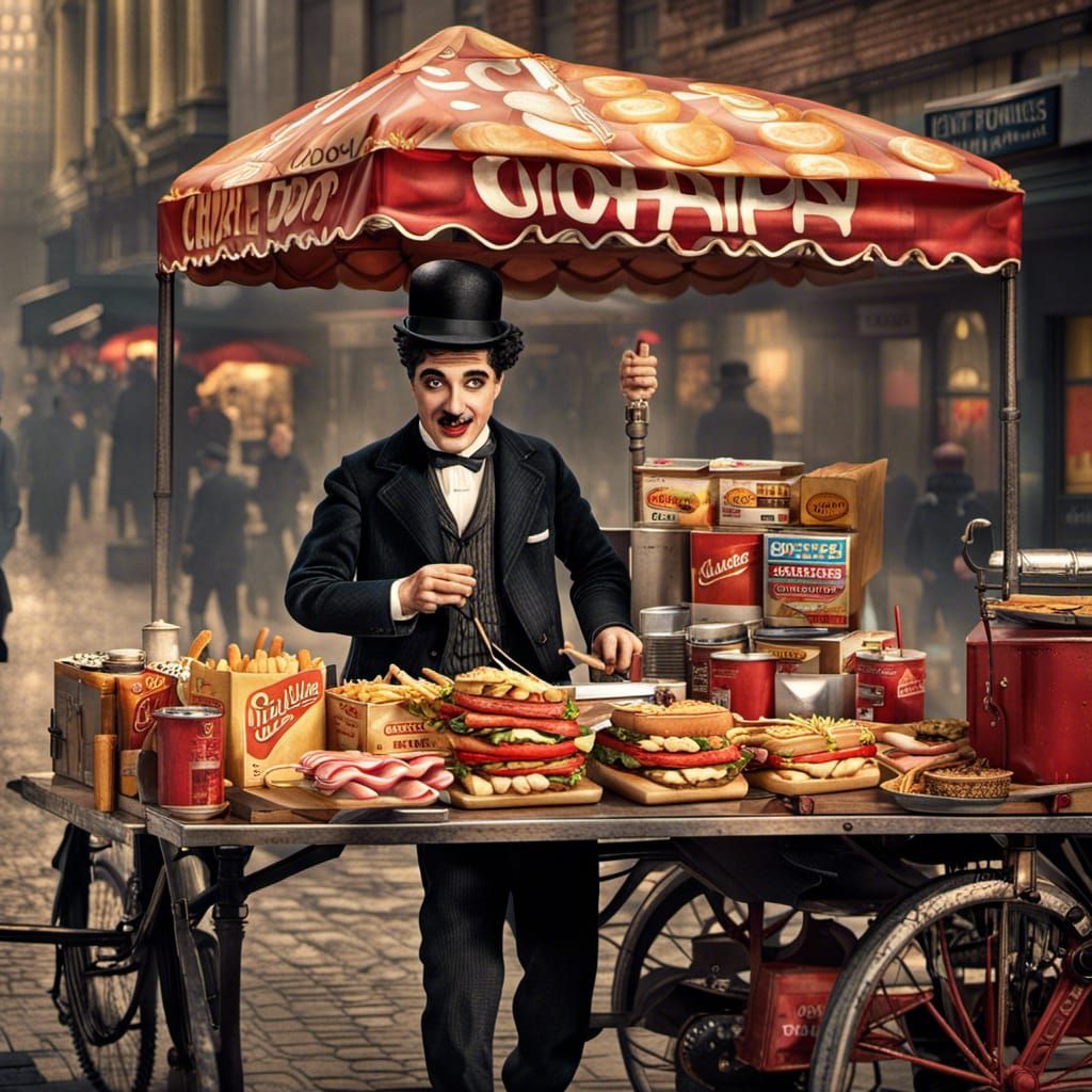 Charlie Chaplin as Hot Dog Vendor in Unreal Engine