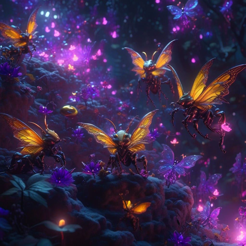 Faerie Swarm in Dark Fantasy Style