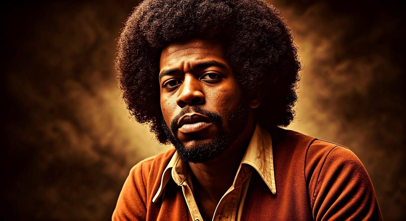 Photorealistic Portrait of a 1970s African American Man in D...