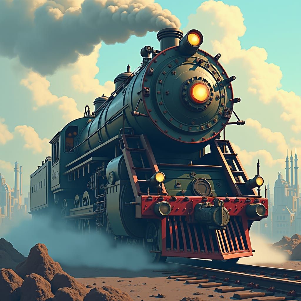 Alien Metropolis Locomotive in Pixel Art Style