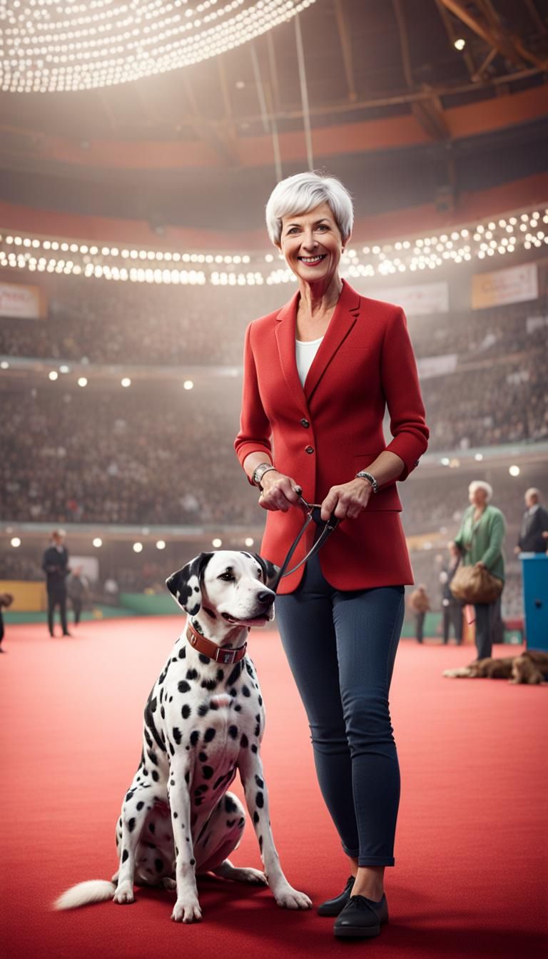 Woman and Dalmatian at Dog Show: Matte Painting